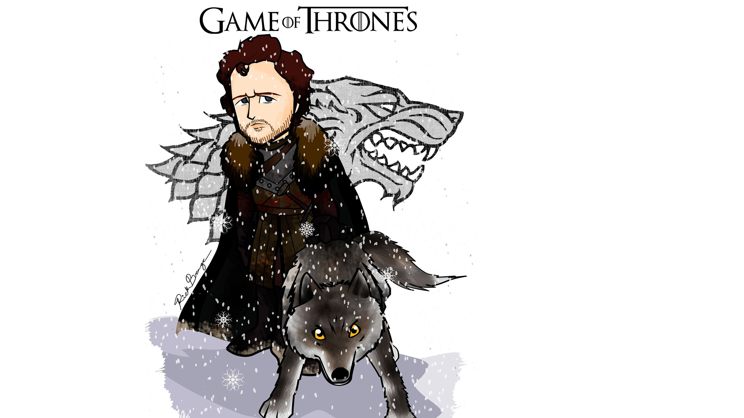 Illustration de Chien Marron et Blanc. Wallpaper in 2560x1440 Resolution