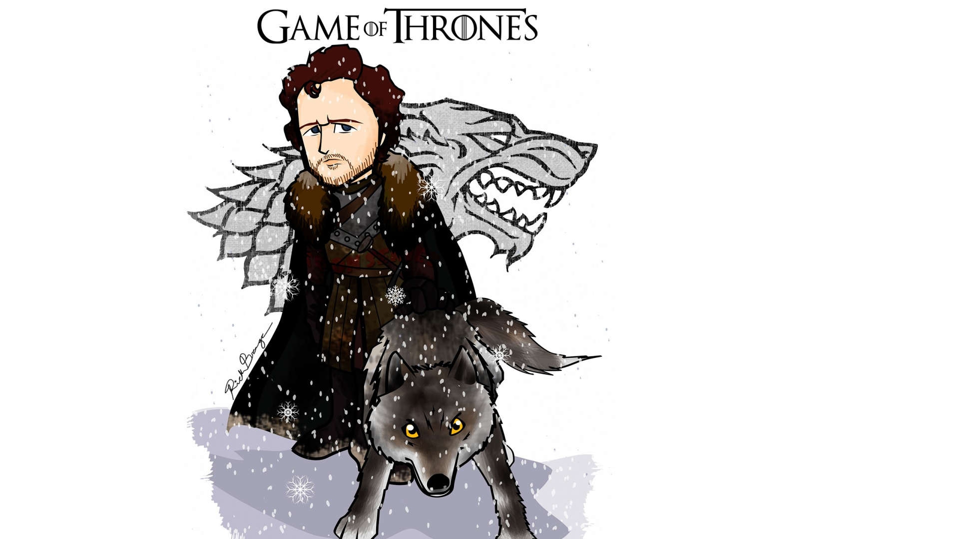 Braune Und Weiße Hundeillustration. Wallpaper in 1920x1080 Resolution