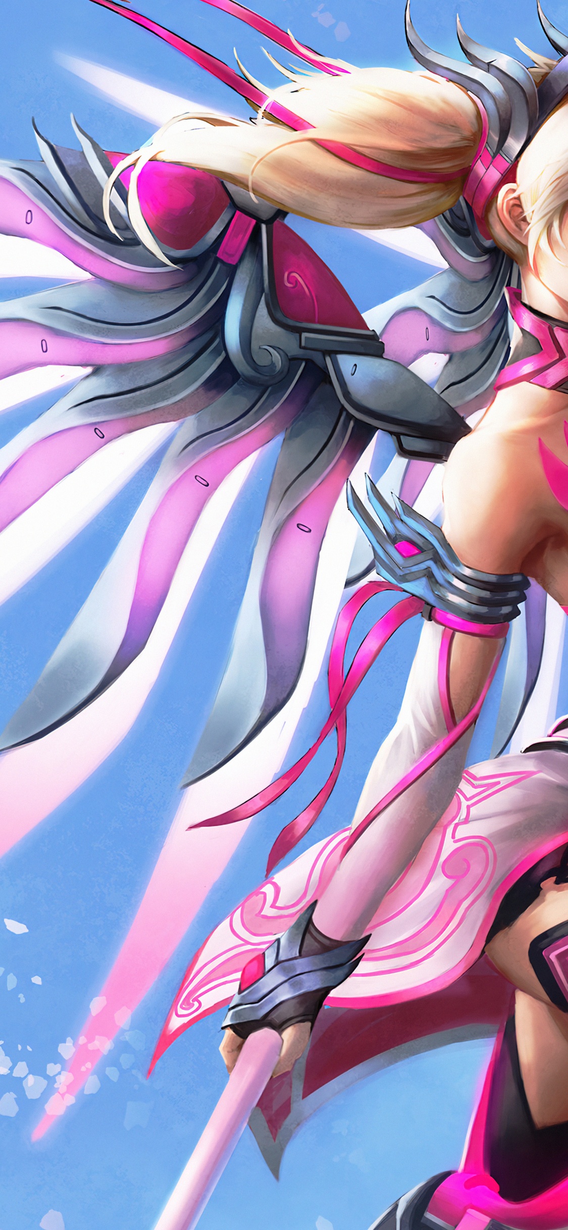 Overwatch Pink Mercy Art, Overwatch, Mercy, Art, Shadows. Wallpaper in 1125x2436 Resolution