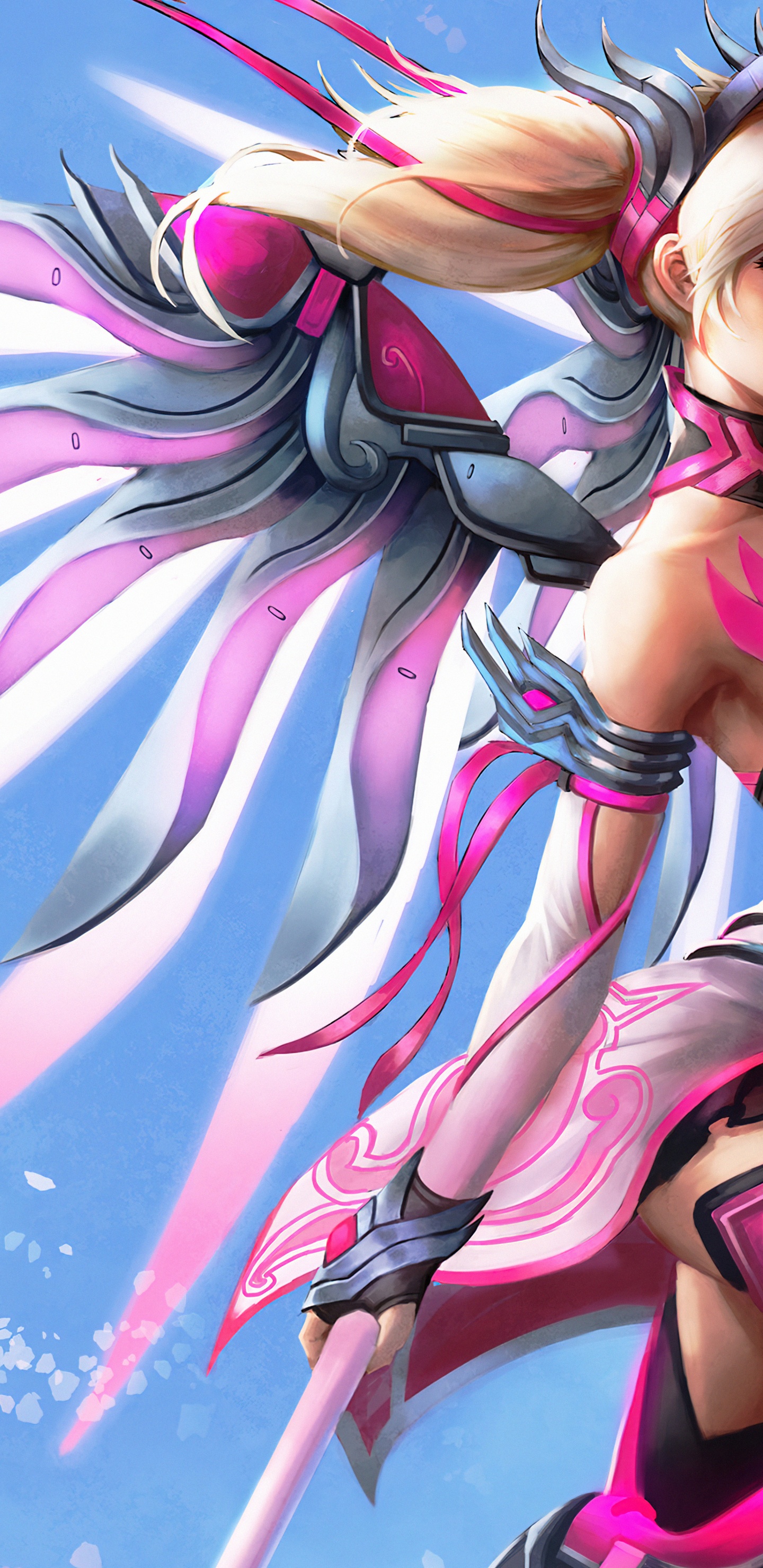 Overwatch Pink Mercy Art, Overwatch, Mercy, Art, Shadows. Wallpaper in 1440x2960 Resolution