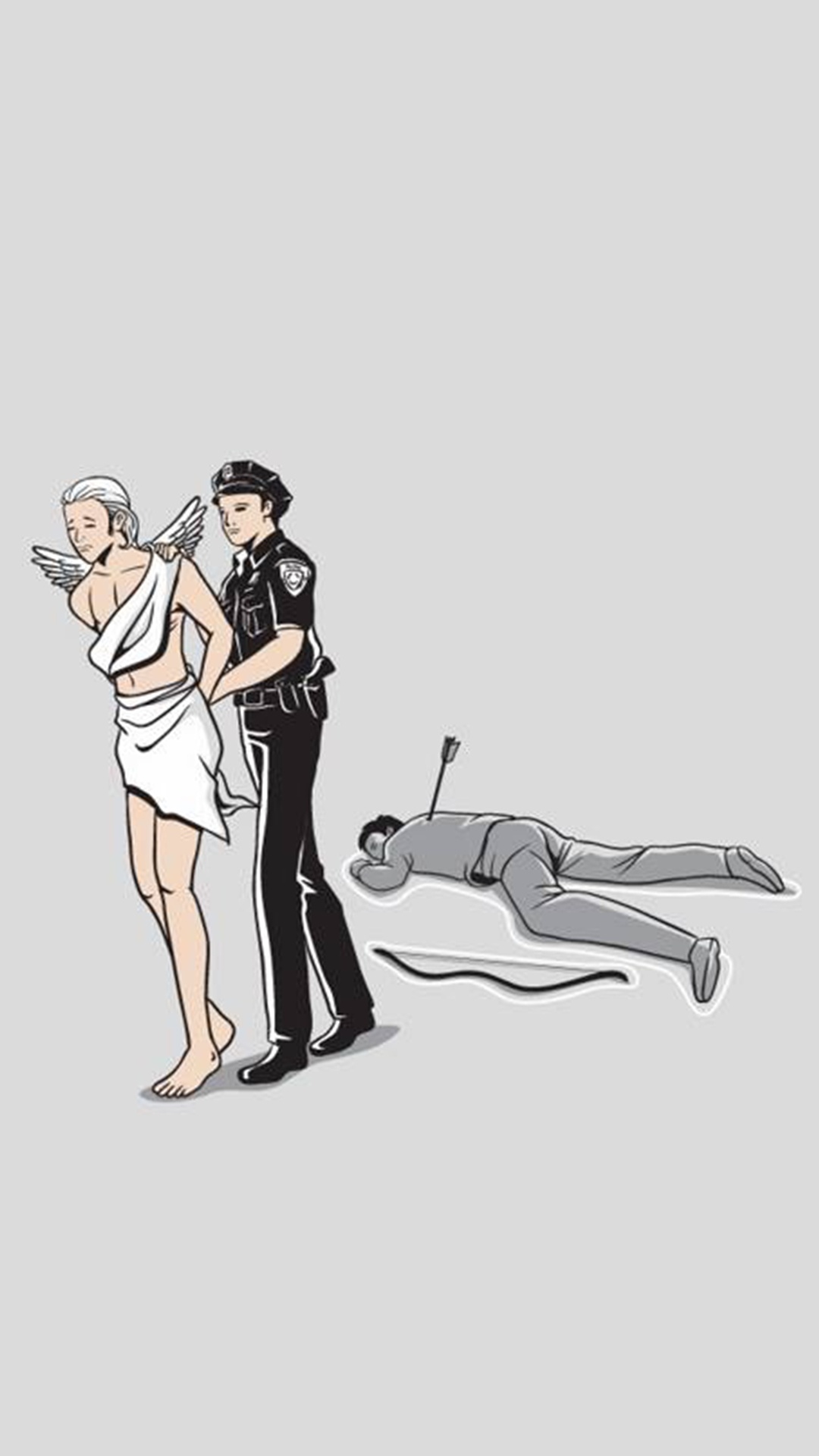 Cupid Arrested, Humour, Illustration, Cartoon, Cupid. Wallpaper in 1080x1920 Resolution