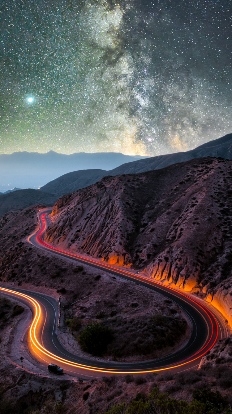 Milky Way, Poster, Atmosphere, Mountain, Light. Wallpaper in 750x1334 Resolution