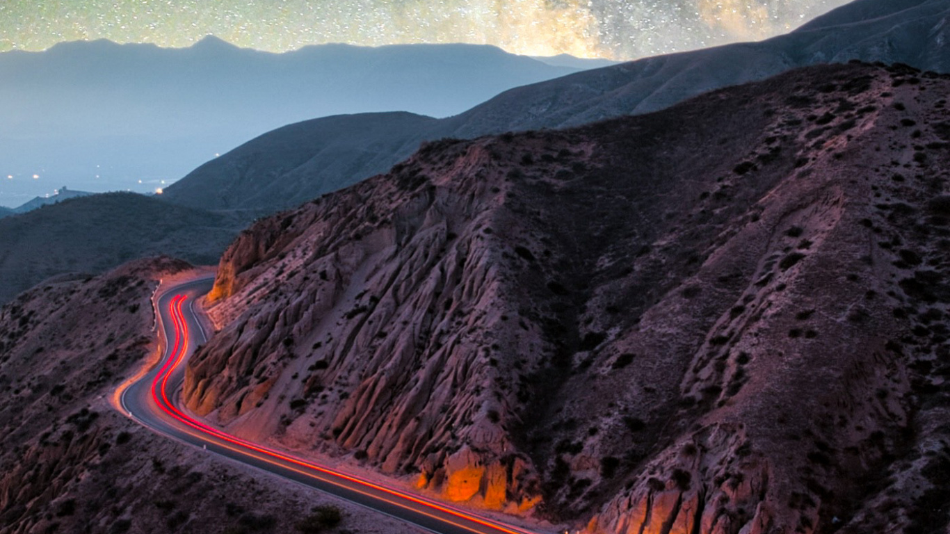 Vía Láctea, Cartel, Ambiente, Montaña, Luz. Wallpaper in 1366x768 Resolution