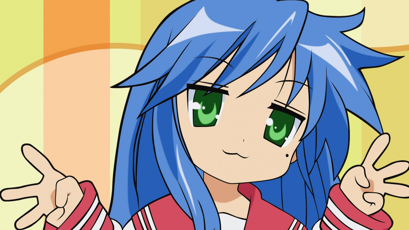 Fille en Personnage D'anime Chemise Rayée Bleu et Blanc. Wallpaper in 1366x768 Resolution