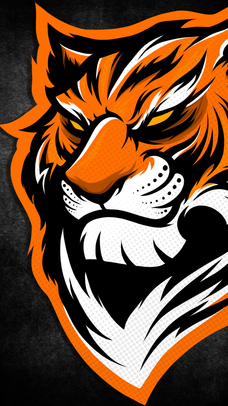 Tiger, Tiger-Logo-Kunst, Firmenzeichen, Illustration, Kunst. Wallpaper in 750x1334 Resolution