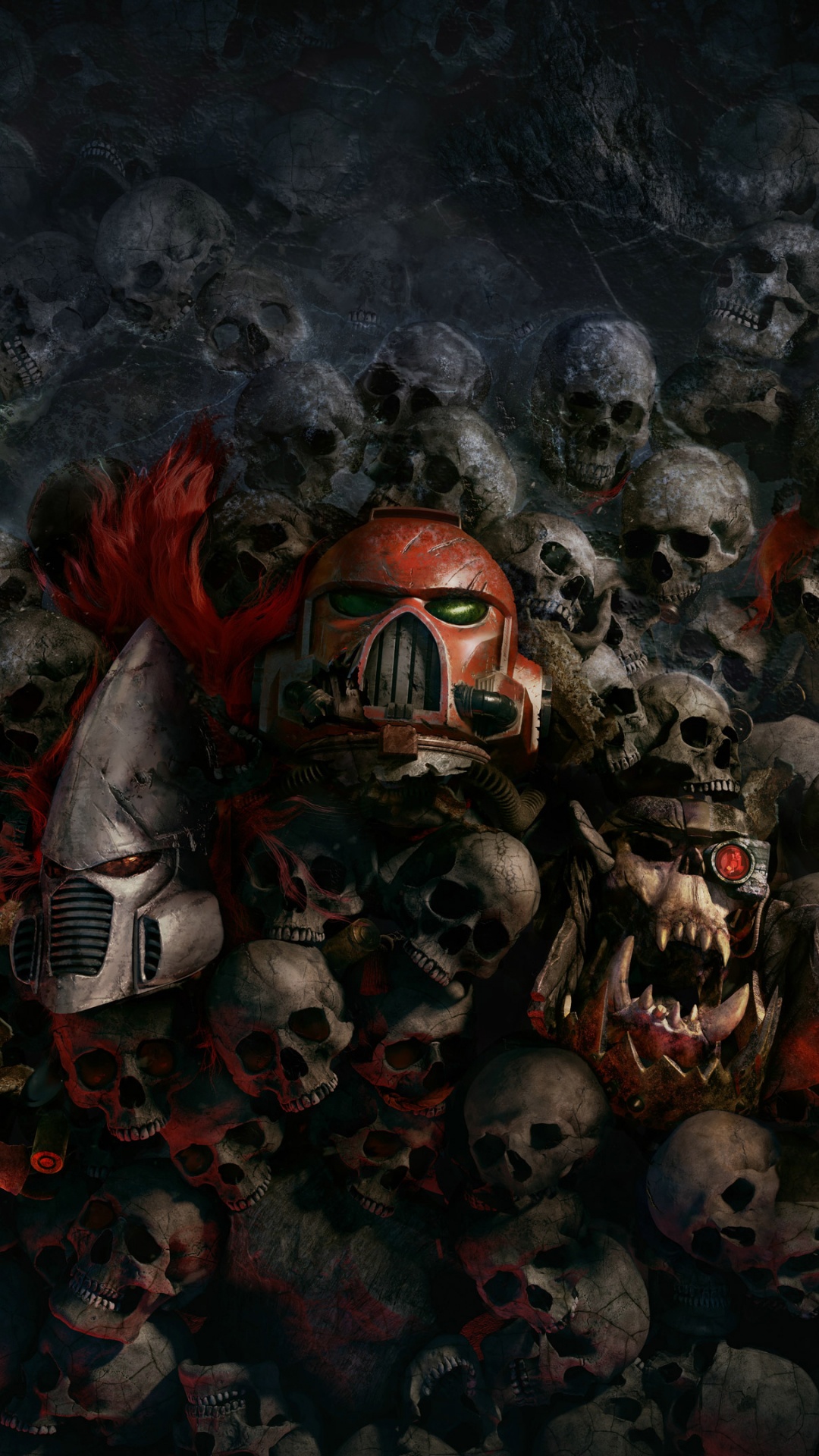 Red and White Mask on Black and Gray Surface. Wallpaper in 1080x1920 Resolution