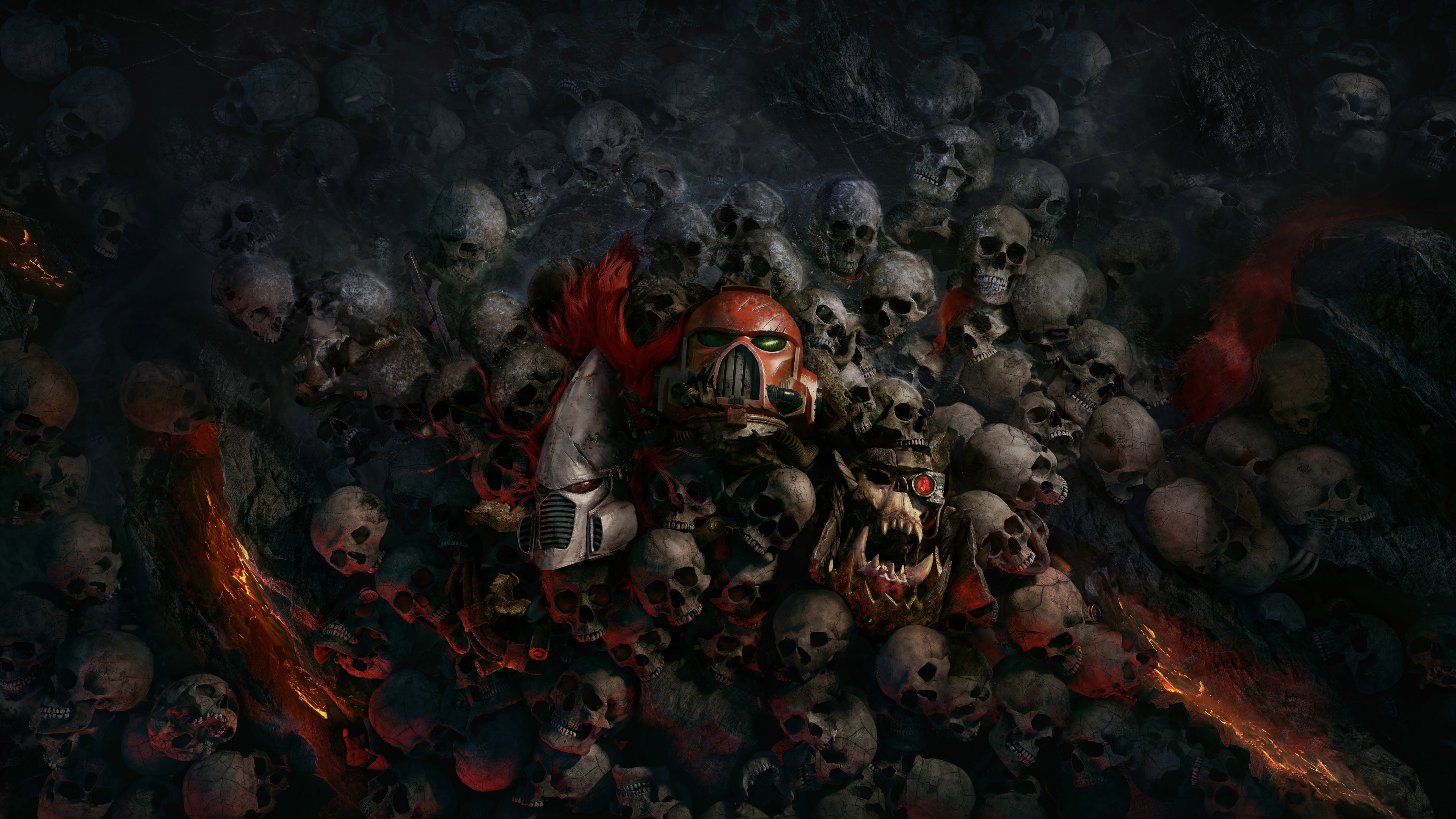 Red and White Mask on Black and Gray Surface. Wallpaper in 3840x2160 Resolution