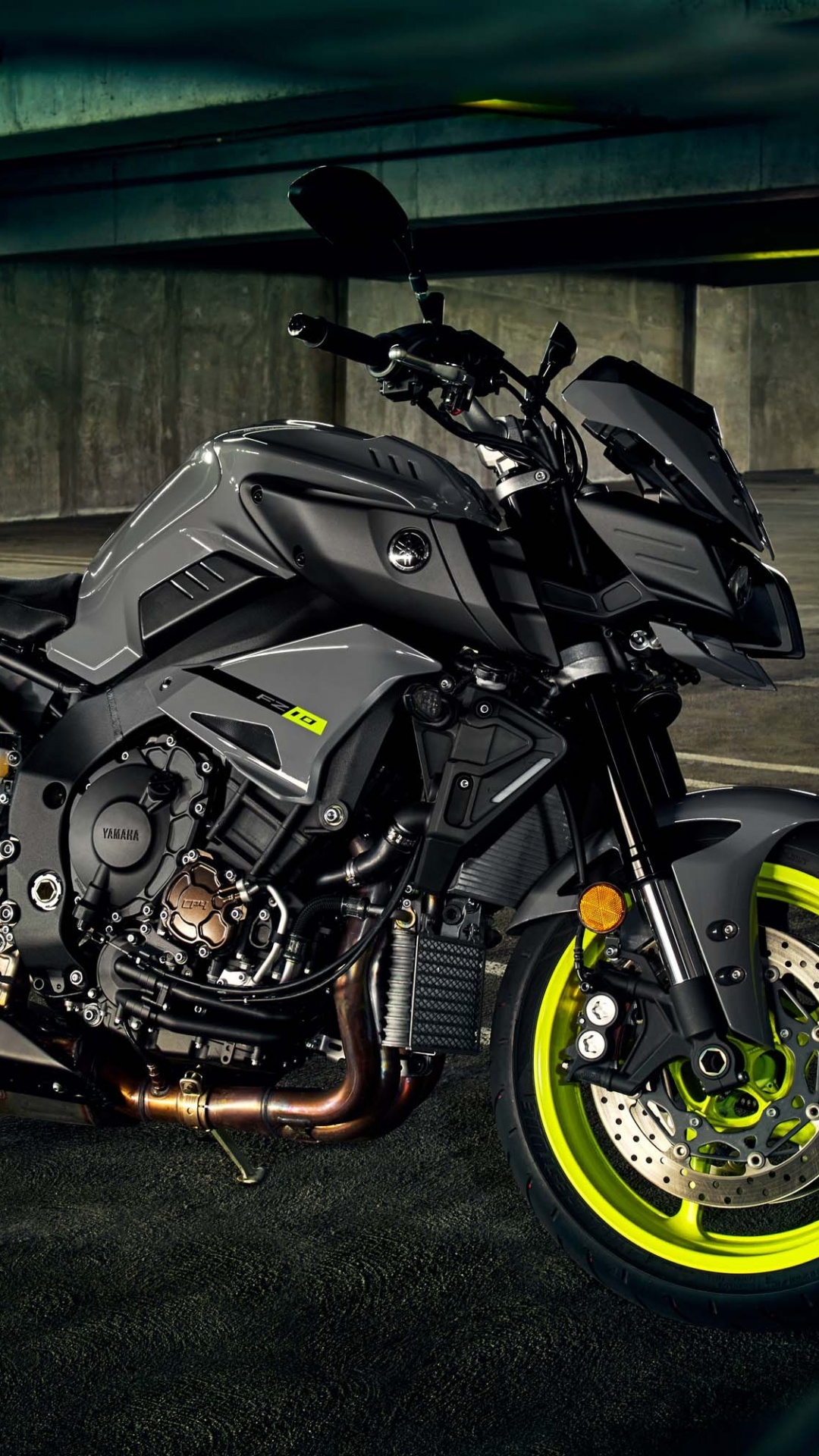 Black and Gray Sports Bike Parked on Gray Concrete Floor. Wallpaper in 1080x1920 Resolution