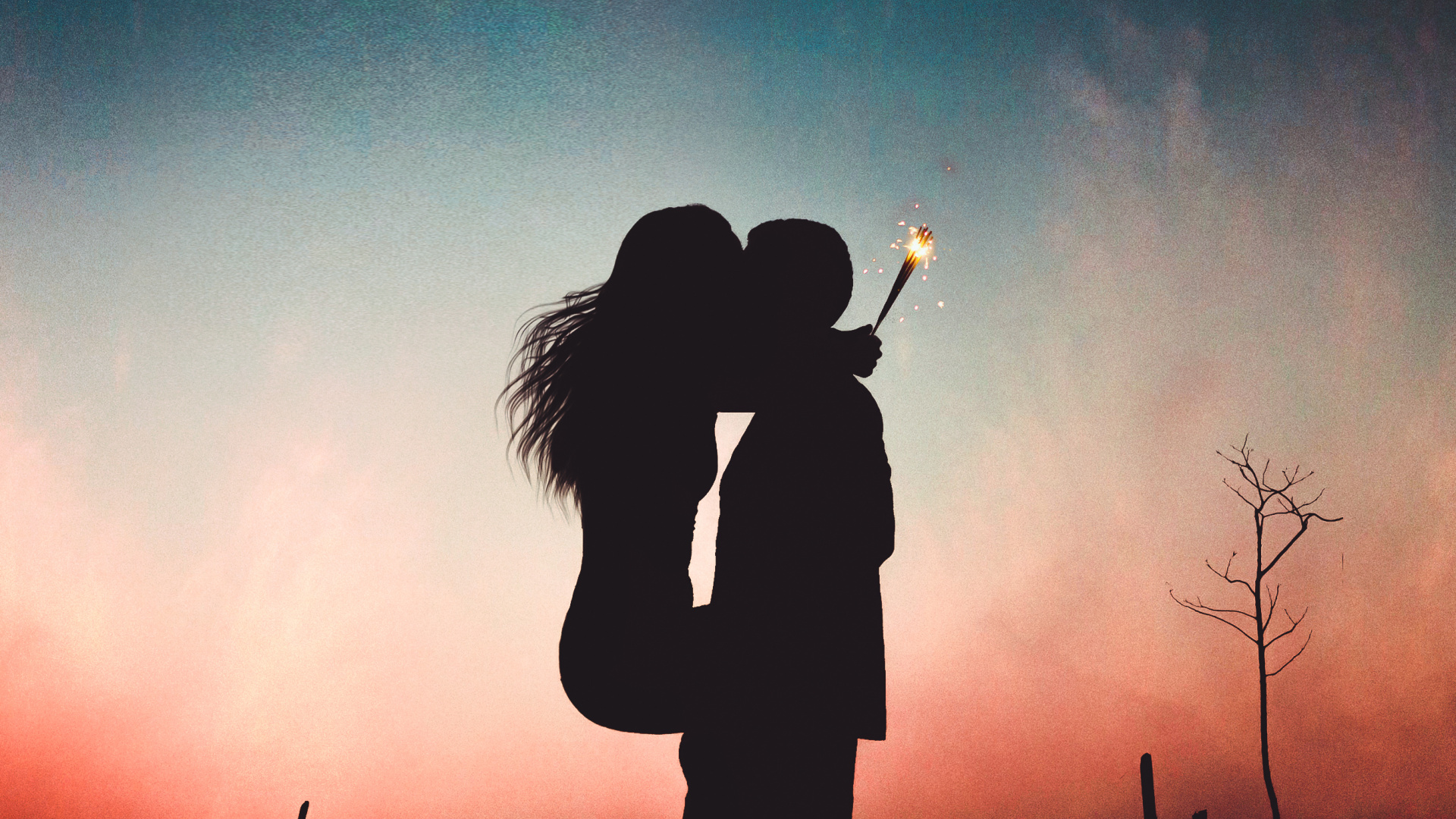 Baiser, Rétro-éclairage, Amour, Couple, Silhouette. Wallpaper in 1920x1080 Resolution