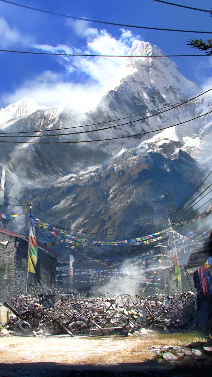 Far Cry 4, Ubisoft, Baum, Bergstation, Dorf. Wallpaper in 720x1280 Resolution