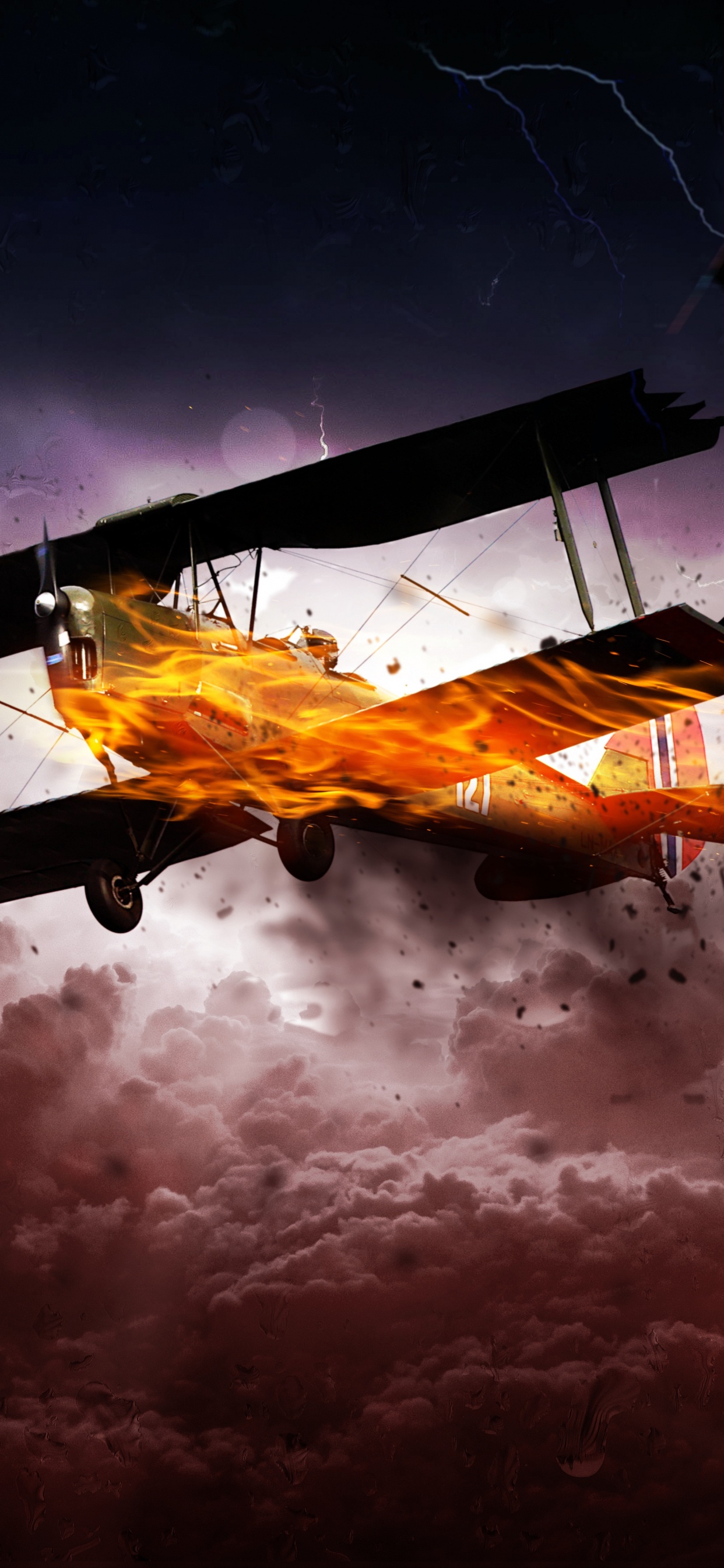 Schwarz-gelbes Düsenflugzeug in Der Luft. Wallpaper in 1242x2688 Resolution