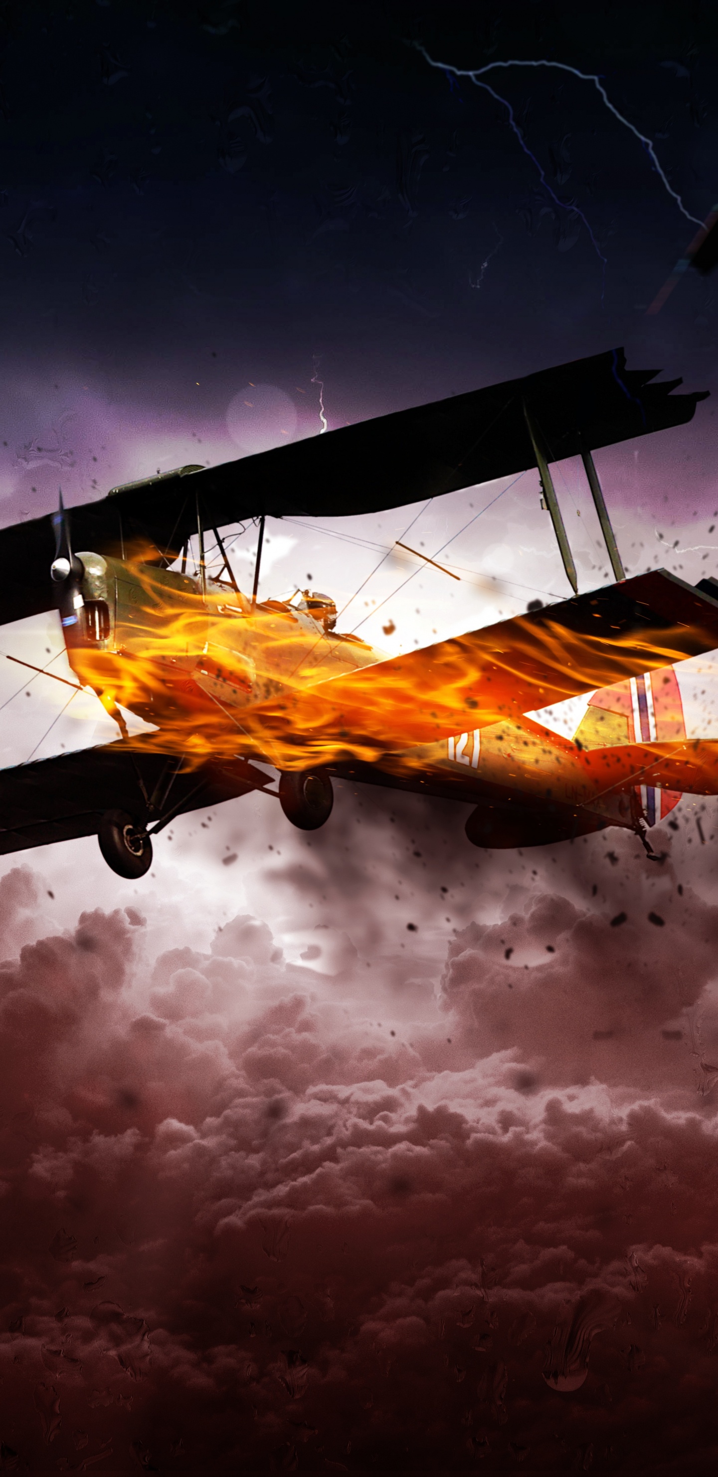 Avion à Réaction Noir et Jaune Dans Les Airs. Wallpaper in 1440x2960 Resolution