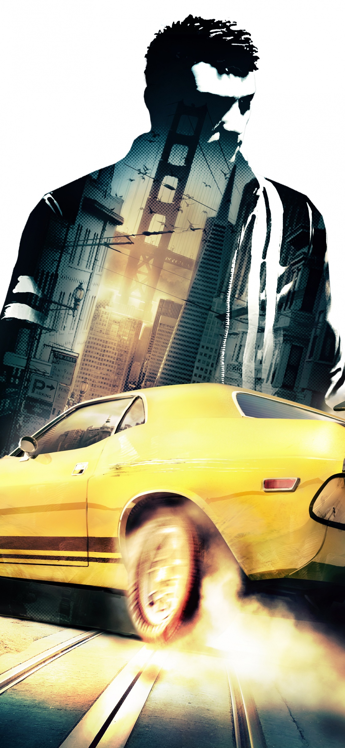 L'homme en Veste Noire Debout à Côté de la Voiture Jaune. Wallpaper in 1125x2436 Resolution