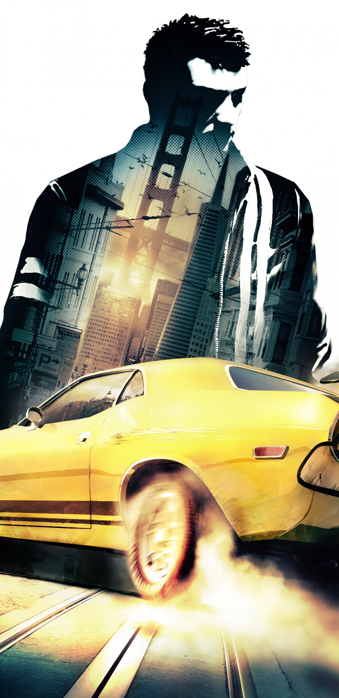 L'homme en Veste Noire Debout à Côté de la Voiture Jaune. Wallpaper in 1440x2960 Resolution