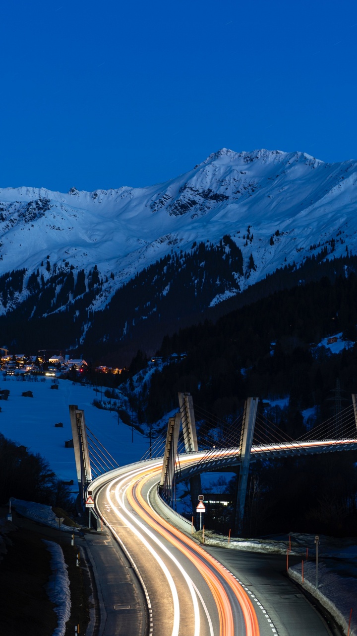 Neige, Les Reliefs Montagneux, Hiver, Gamme de Montagne, Nuit. Wallpaper in 720x1280 Resolution