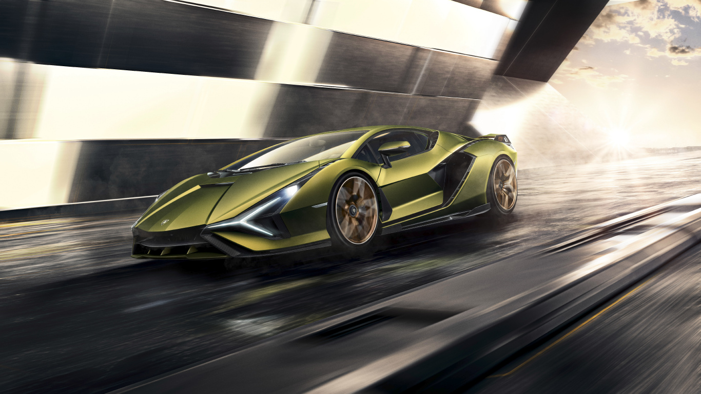 Lamborghini Aventador Jaune Dans un Tunnel. Wallpaper in 1366x768 Resolution