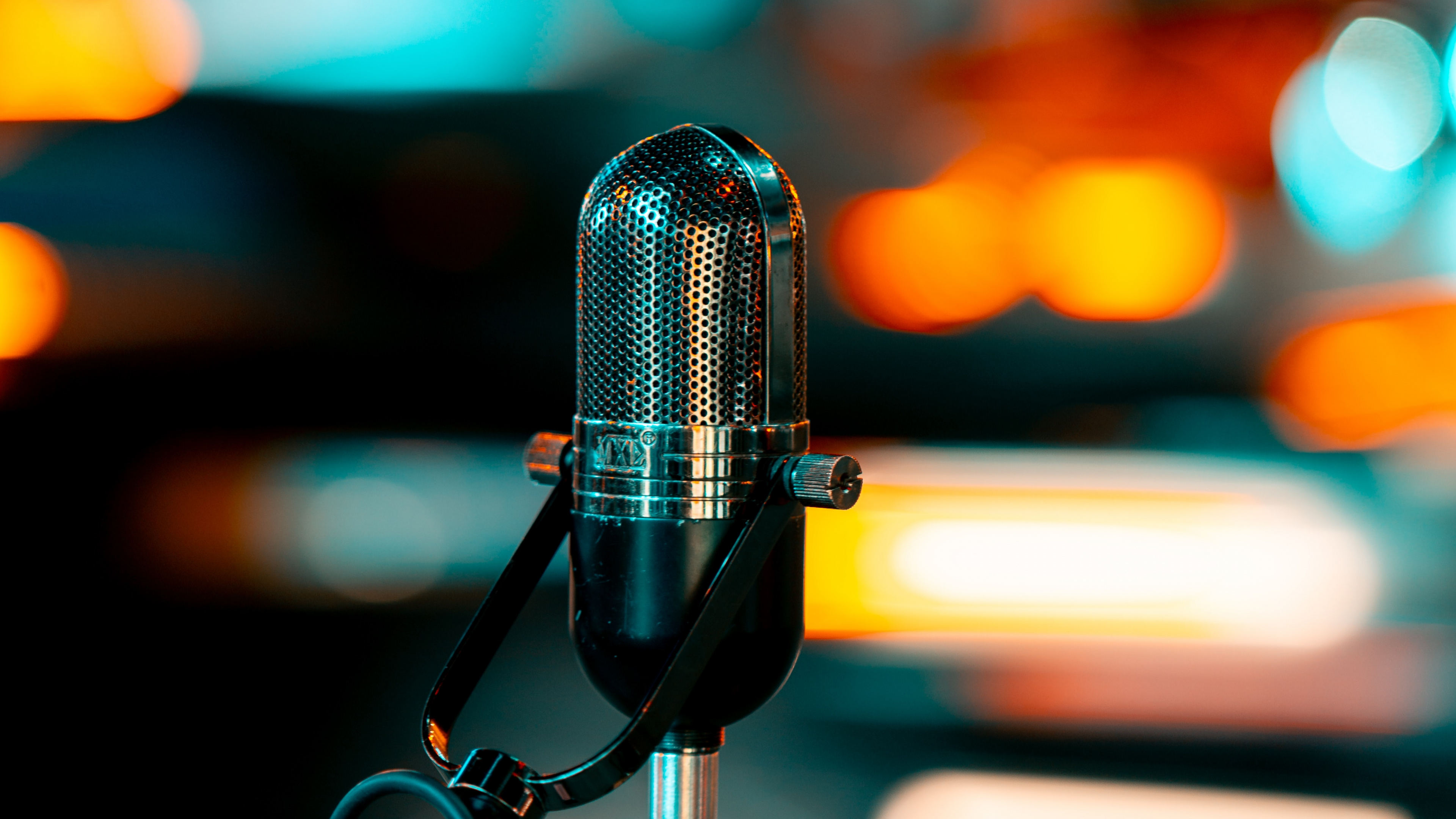 Microphone, Recording Studio, Blue, Audio Equipment, Green. Wallpaper in 3840x2160 Resolution