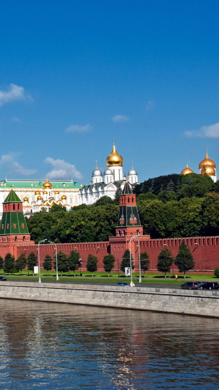 Arbres Verts Près D'un Plan D'eau Sous un Ciel Bleu Pendant la Journée. Wallpaper in 750x1334 Resolution