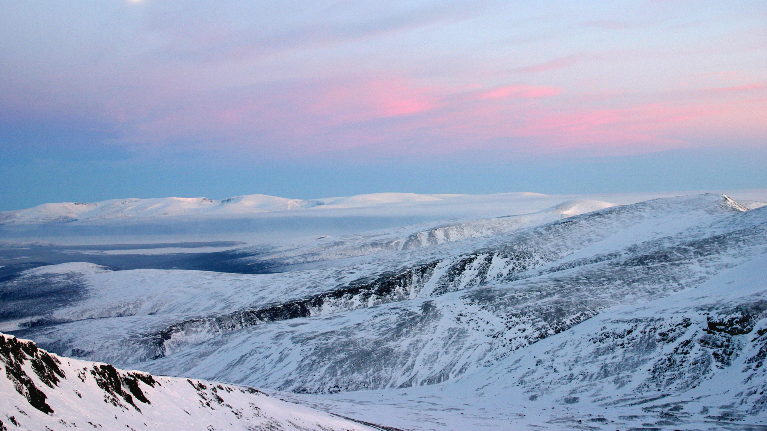 Snow Covered Mountain Under Cloudy Sky During Daytime. Wallpaper in 2560x1440 Resolution