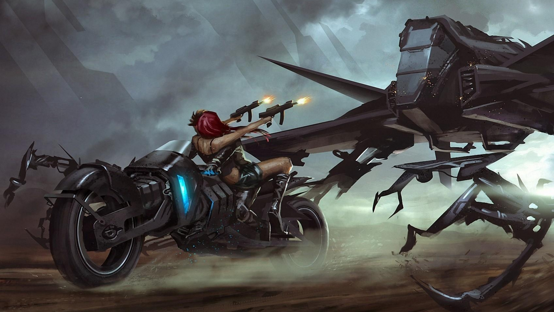 Man in Red and Black Suit Riding on Black and Green Aircraft. Wallpaper in 1920x1080 Resolution