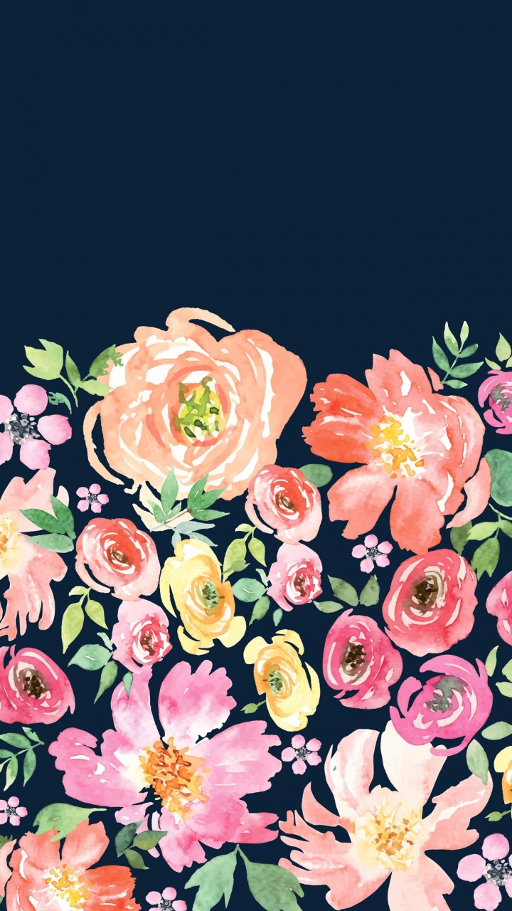 Rosa Und Gelbe Blumenillustration. Wallpaper in 720x1280 Resolution