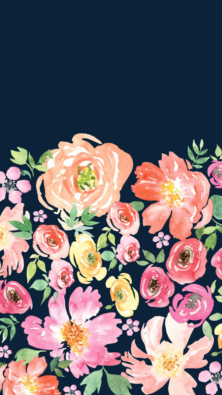 Pink and Yellow Flower Illustration. Wallpaper in 750x1334 Resolution