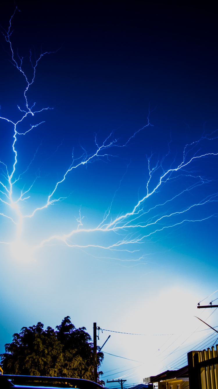 Thunderstorm, Atmosphere, Blue, Light, World. Wallpaper in 750x1334 Resolution