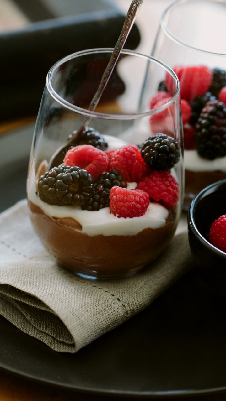 Panna Cotta, Cranachan, Parfait, Food, Plant. Wallpaper in 720x1280 Resolution