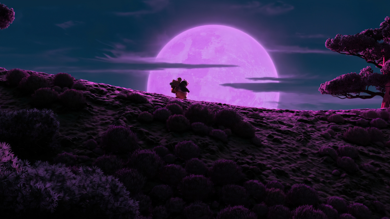 DreamWorks Animation, Meister Shifu, Wasser, Atmosphäre, Purpur. Wallpaper in 1366x768 Resolution