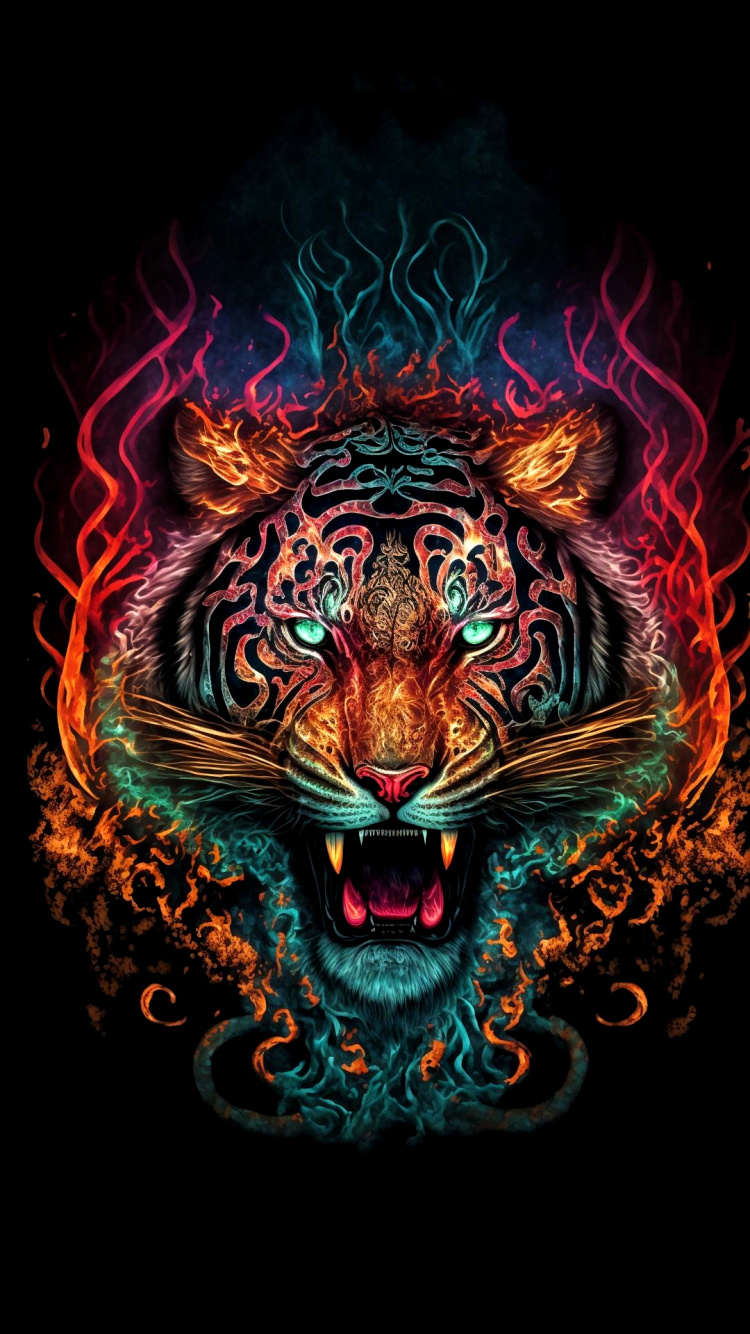 Ilustración, Leones, Tigre, Leopard, Jaguar. Wallpaper in 750x1334 Resolution