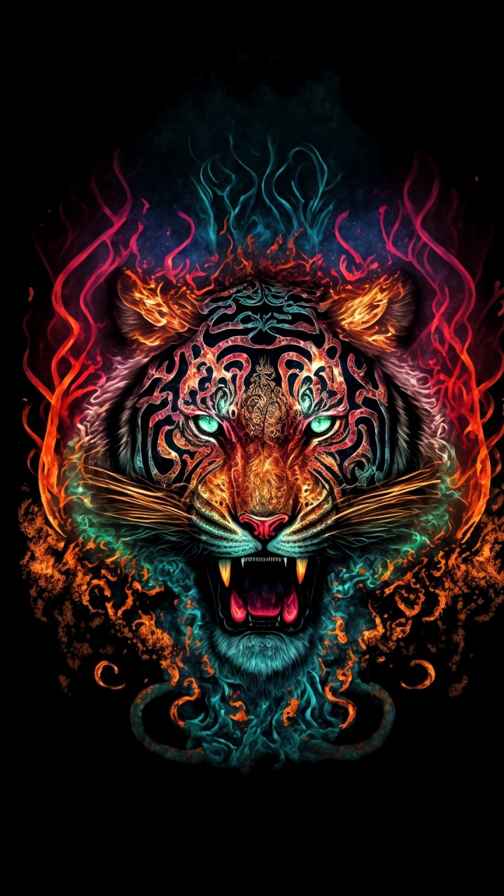 狮子, 老虎, 捷豹, 雪豹, 视觉艺术 壁纸 720x1280 允许