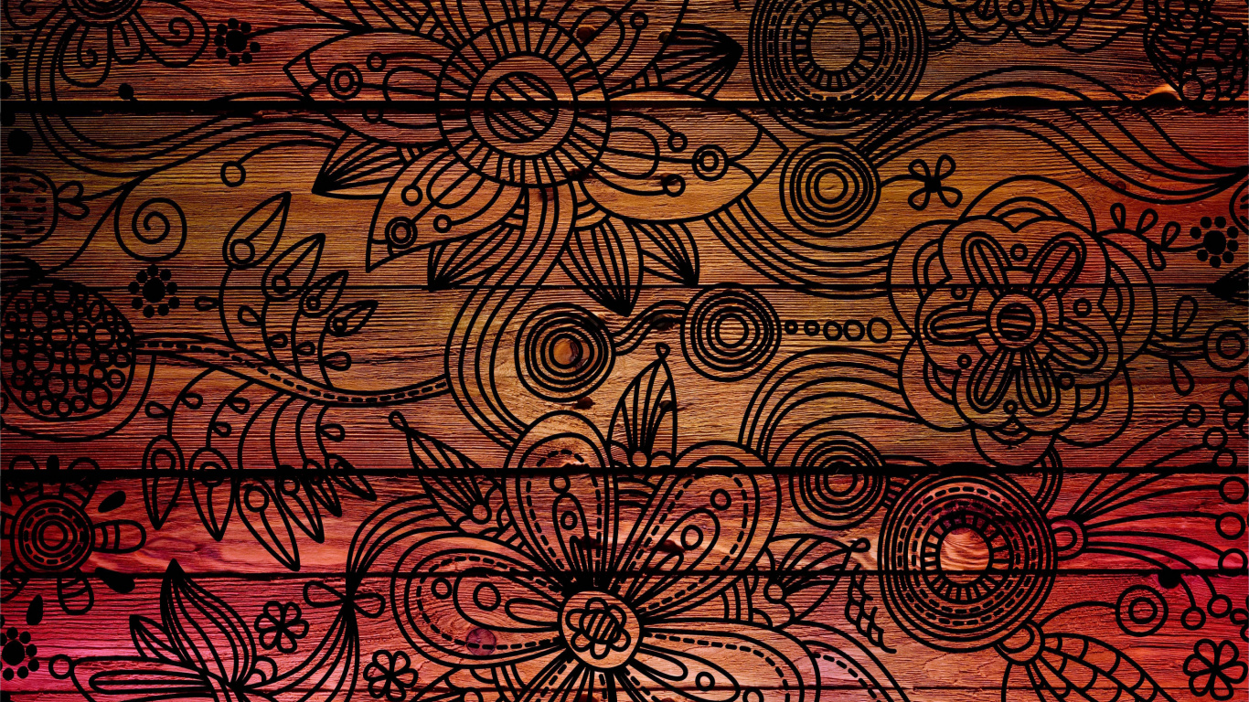 Textile Floral Marron et Blanc. Wallpaper in 1366x768 Resolution