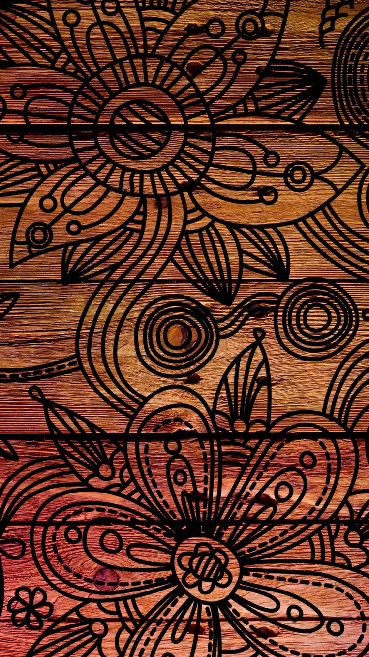 Textile Floral Marron et Blanc. Wallpaper in 750x1334 Resolution