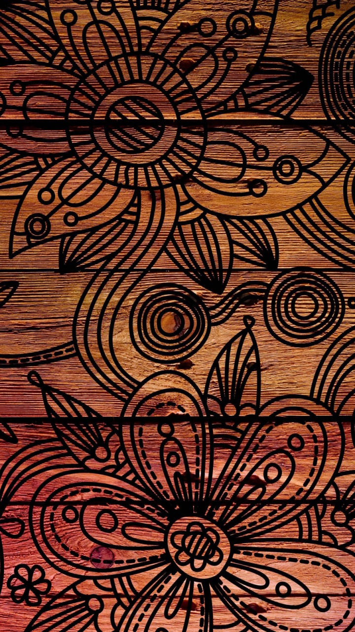 Braunes Und Weißes Florales Textil. Wallpaper in 720x1280 Resolution