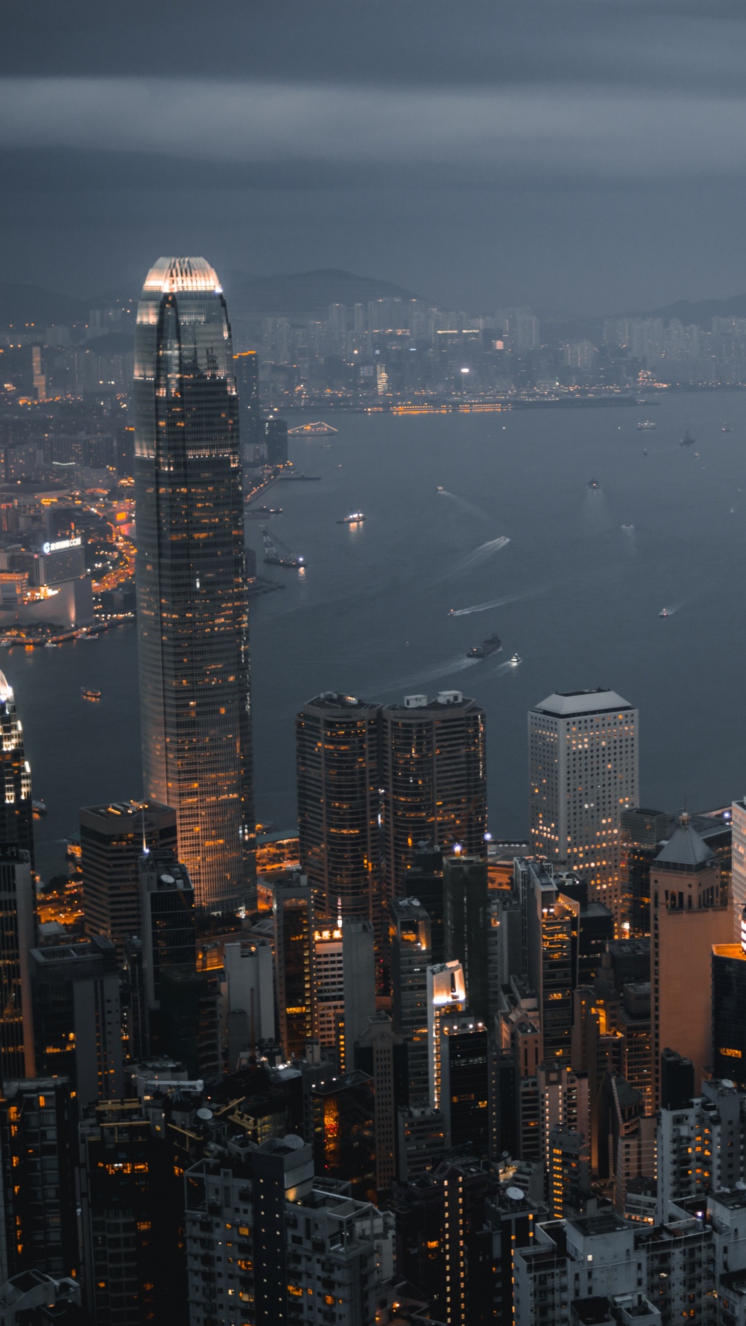 Aerial View of City Buildings During Night Time. Wallpaper in 1080x1920 Resolution