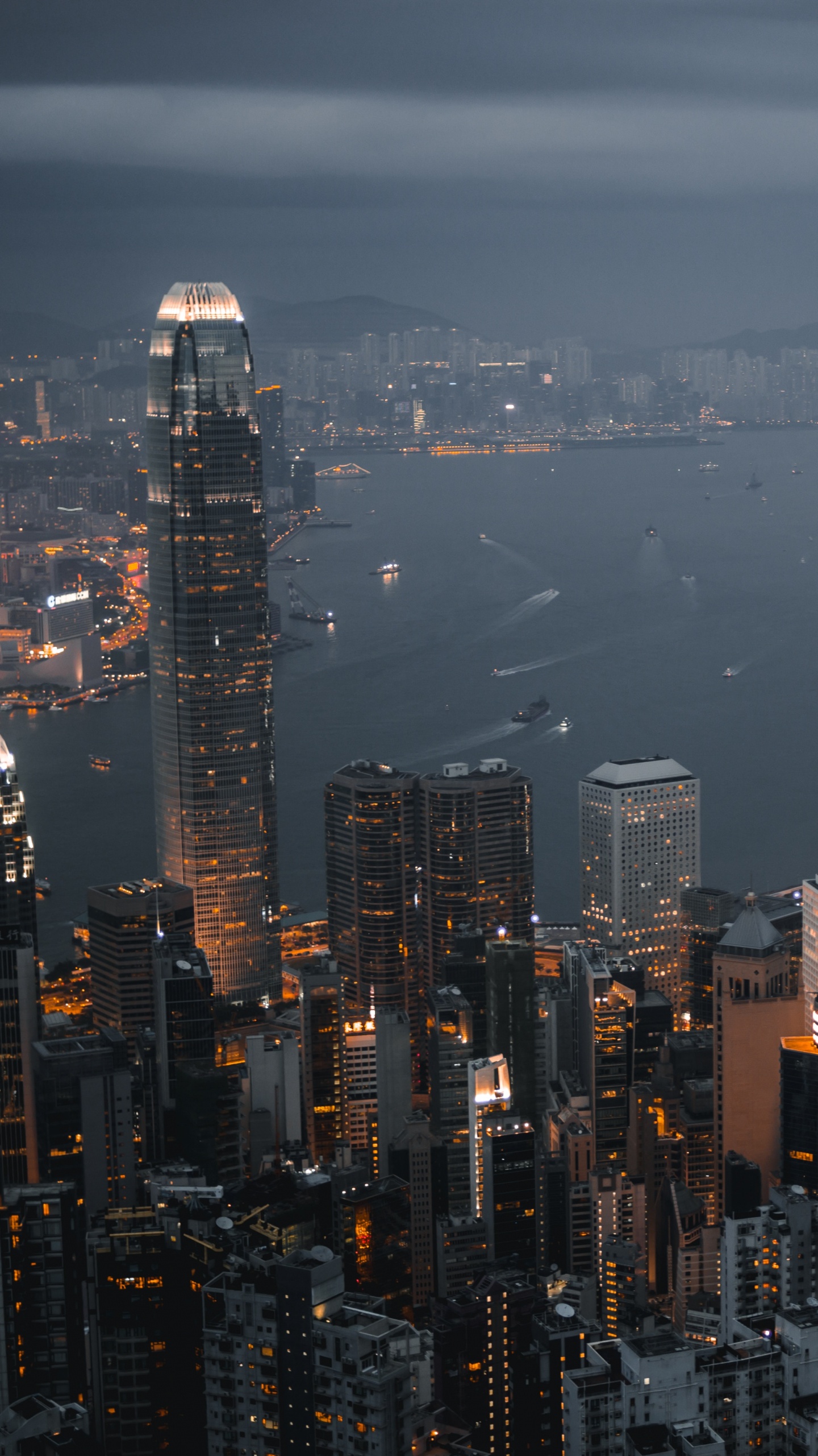 Aerial View of City Buildings During Night Time. Wallpaper in 1440x2560 Resolution