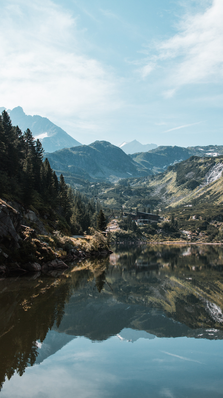 Wasser, Natur, Wildnis, Reflexion, Bergigen Landschaftsformen. Wallpaper in 750x1334 Resolution