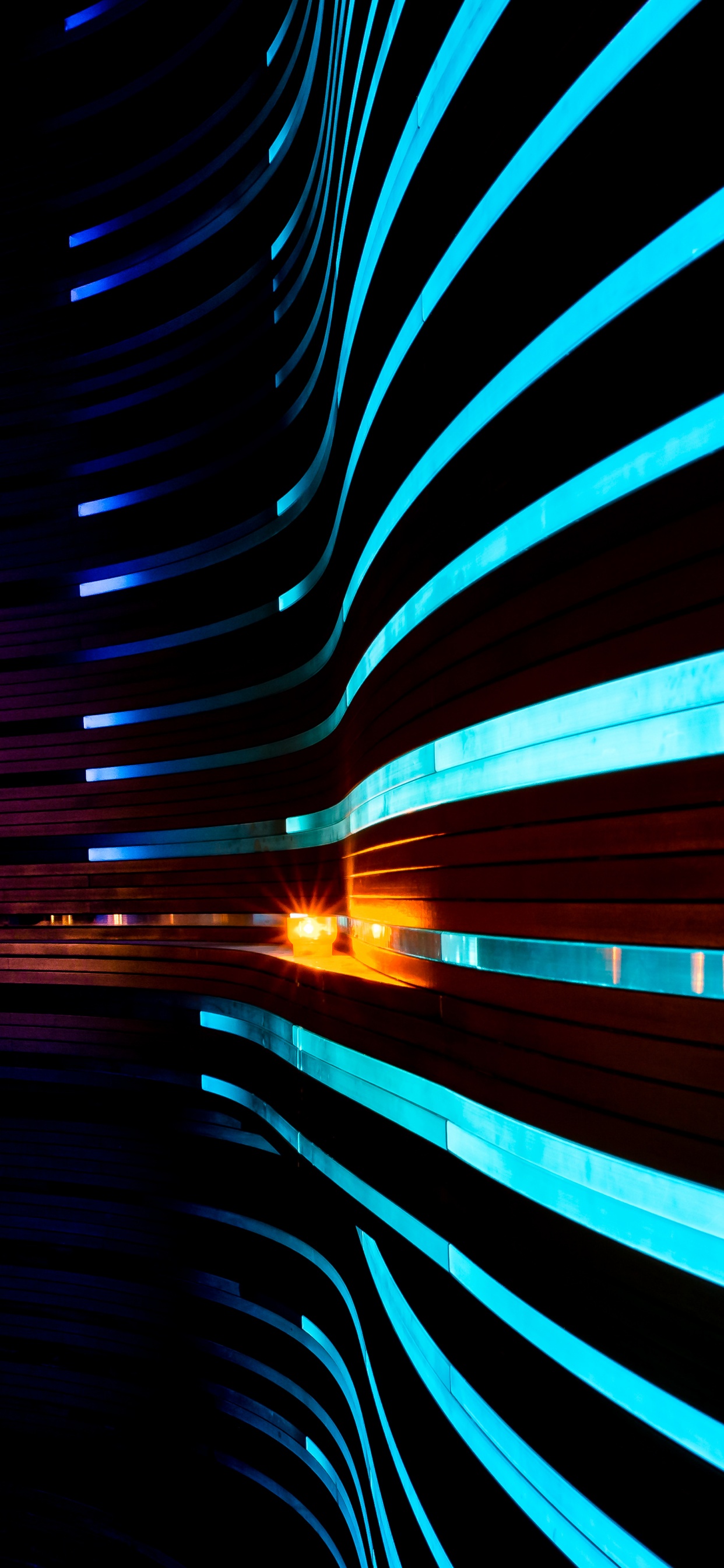 Blue and Black Light in Tunnel. Wallpaper in 1242x2688 Resolution