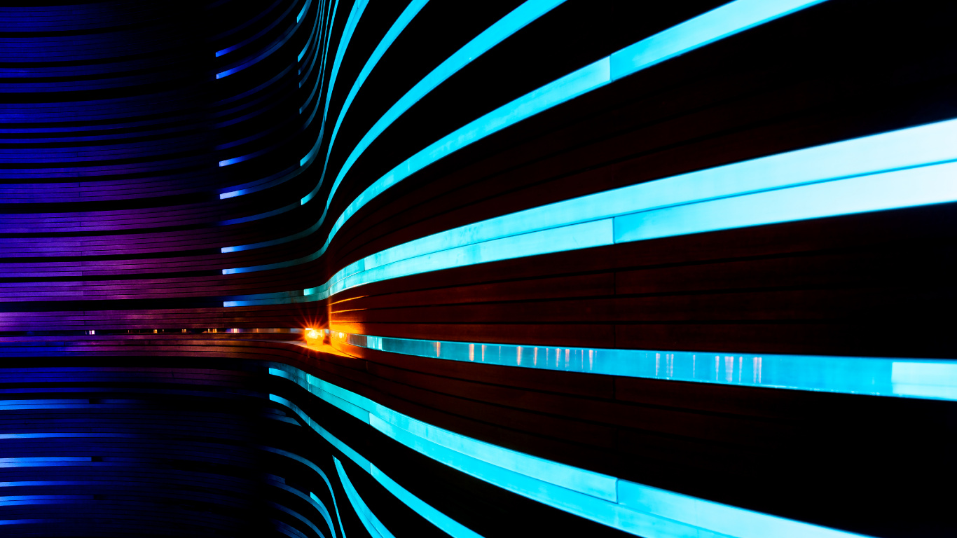 Blue and Black Light in Tunnel. Wallpaper in 1366x768 Resolution