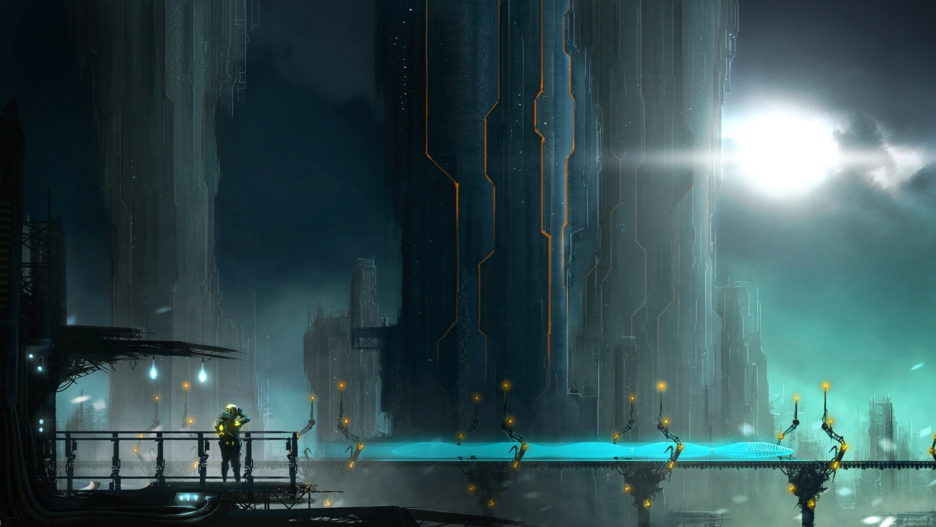 Blue and Black Abstract Painting. Wallpaper in 1920x1080 Resolution