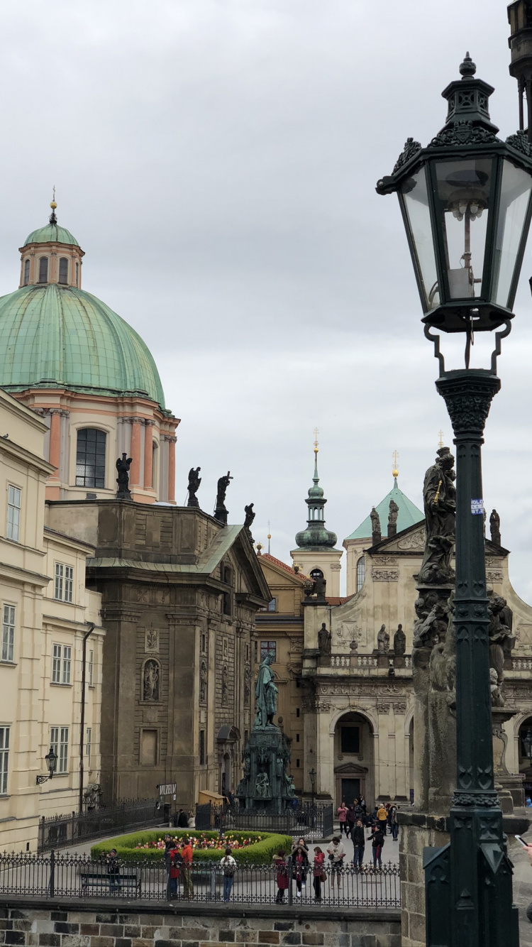 Charles Bridge, Dome, Street Light, Landmark, Byzantine Architecture. Wallpaper in 750x1334 Resolution