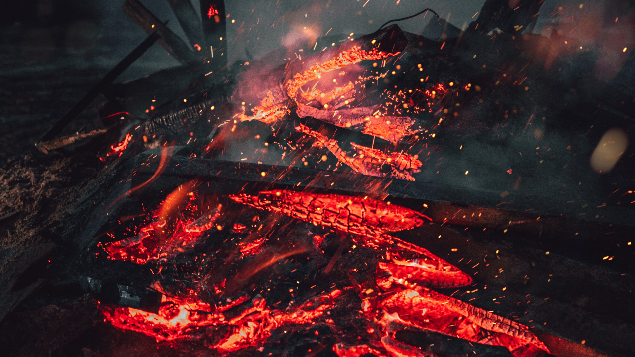 Darkness, no Point in Living, Space, Fissure Vent, Lava. Wallpaper in 1280x720 Resolution