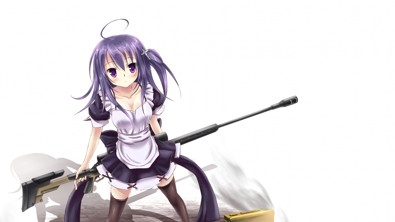 Fille en Personnage D'anime Robe Blanche et Noire. Wallpaper in 1366x768 Resolution