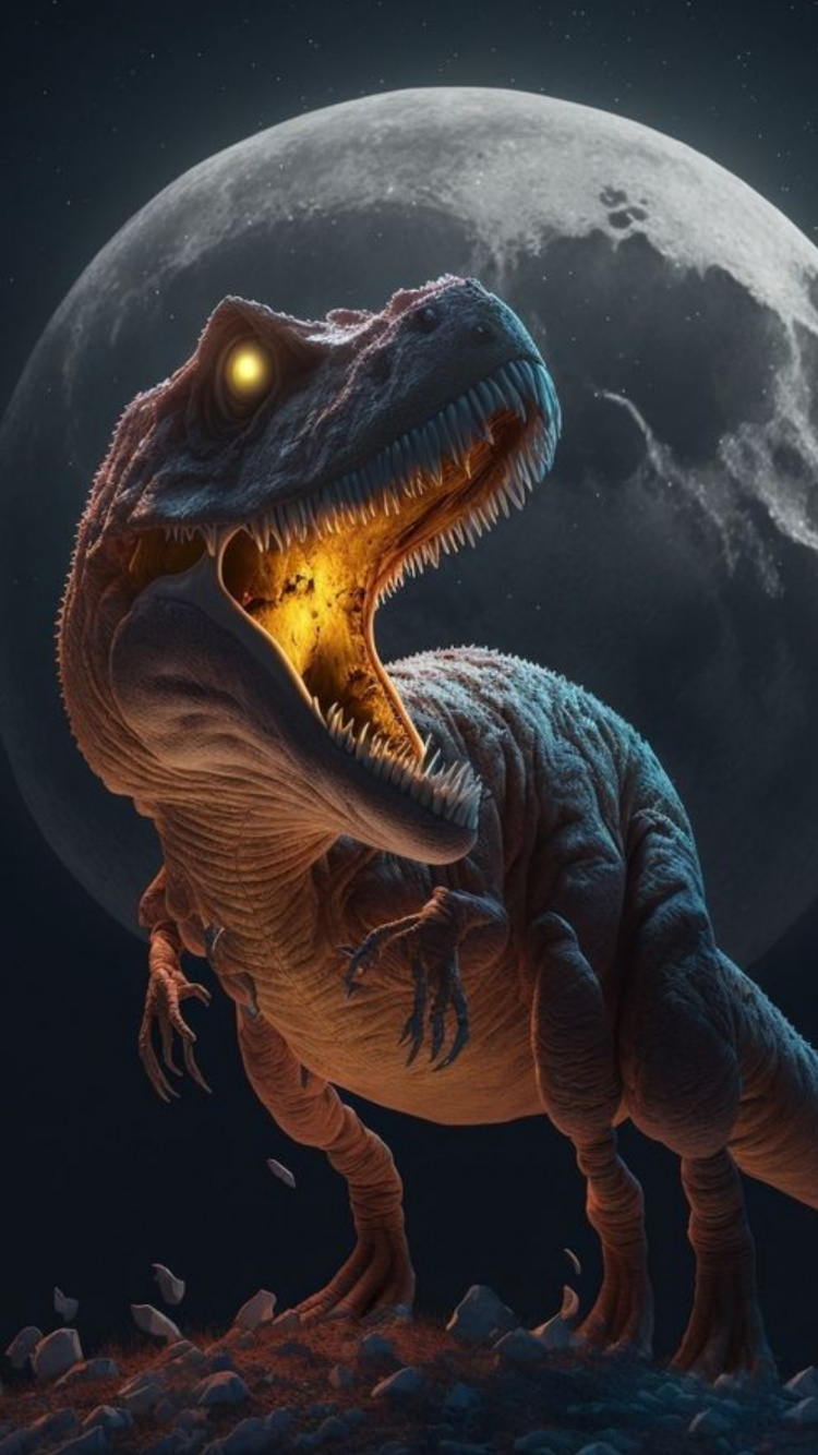Dragon, Dinosaur, Tyrannosaurus, Velociraptor. Wallpaper in 750x1334 Resolution