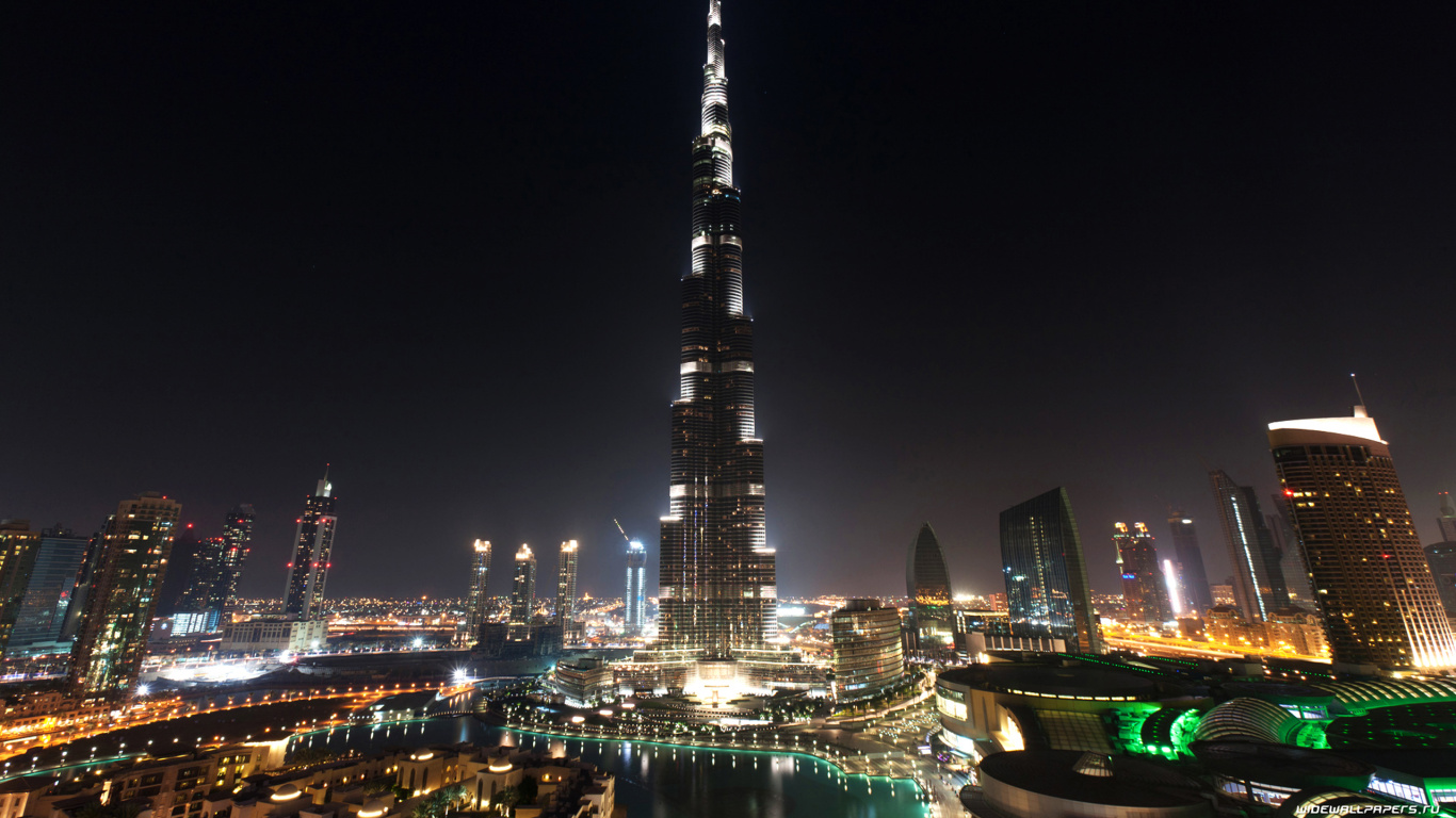 City Skyline During Night Time. Wallpaper in 1366x768 Resolution