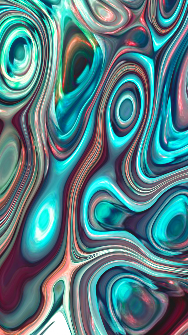 电蓝色的, 分形技术, 迷幻术, 水上, 艺术 壁纸 750x1334 允许