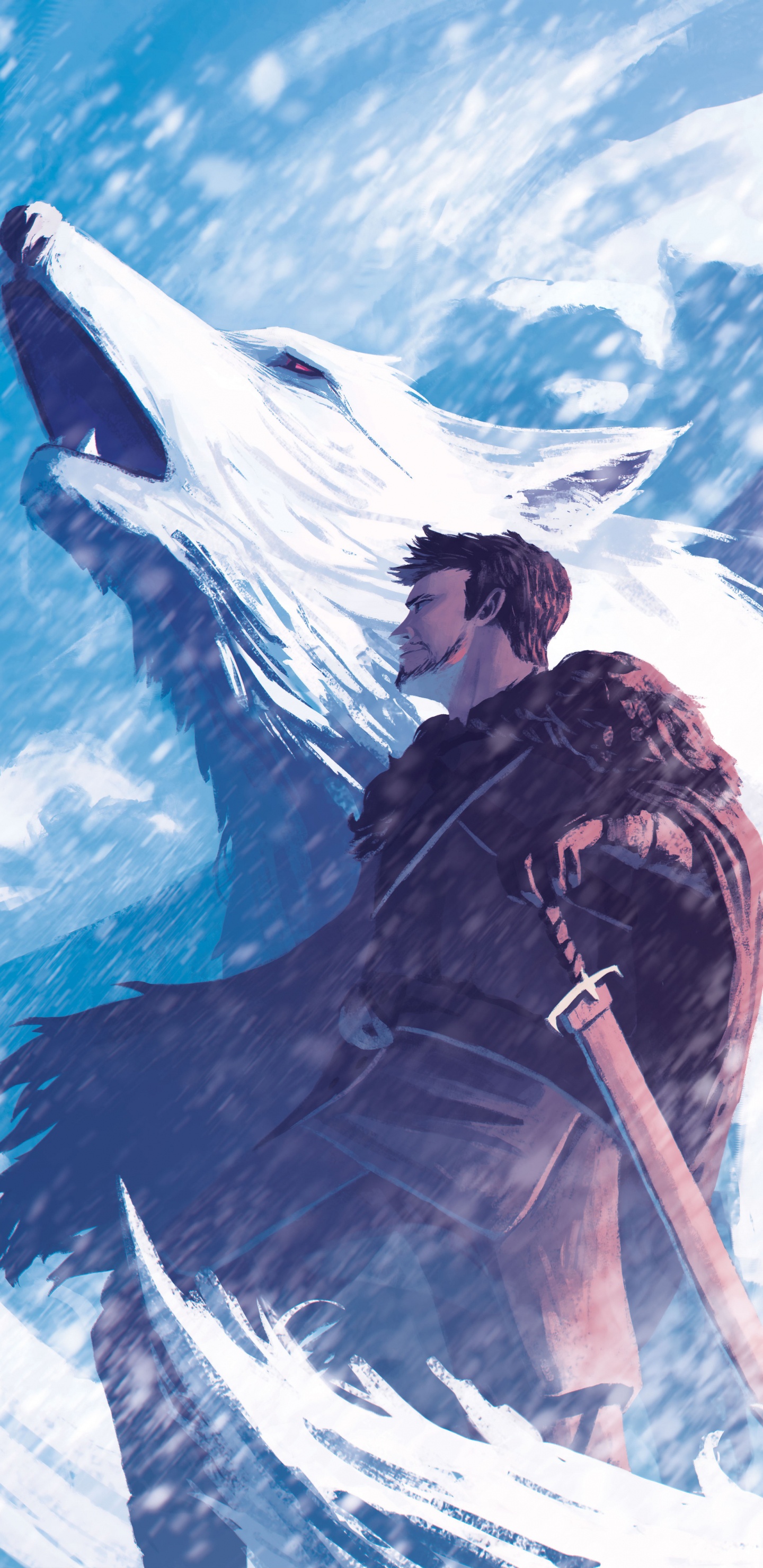 Game of Thrones, Jon Snow, Daenerys Targaryen, Winterfell, Game of Thrones - Saison 8. Wallpaper in 1440x2960 Resolution