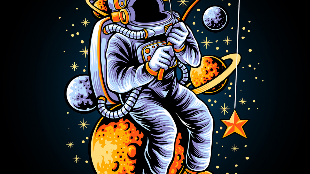 Espace, Astronaute, Amoled, T-shirt, Dessin. Wallpaper in 1280x720 Resolution