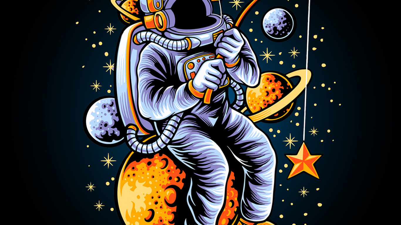 Space, Astronaut, Amoled, t Shirt, Drawing. Wallpaper in 1366x768 Resolution