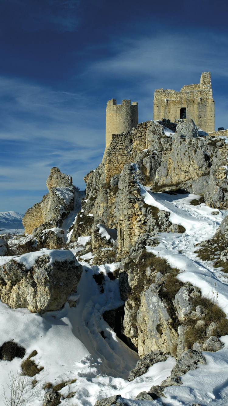 冬天, 城堡, 住宿, 山脉, 阿尔卑斯山 壁纸 750x1334 允许